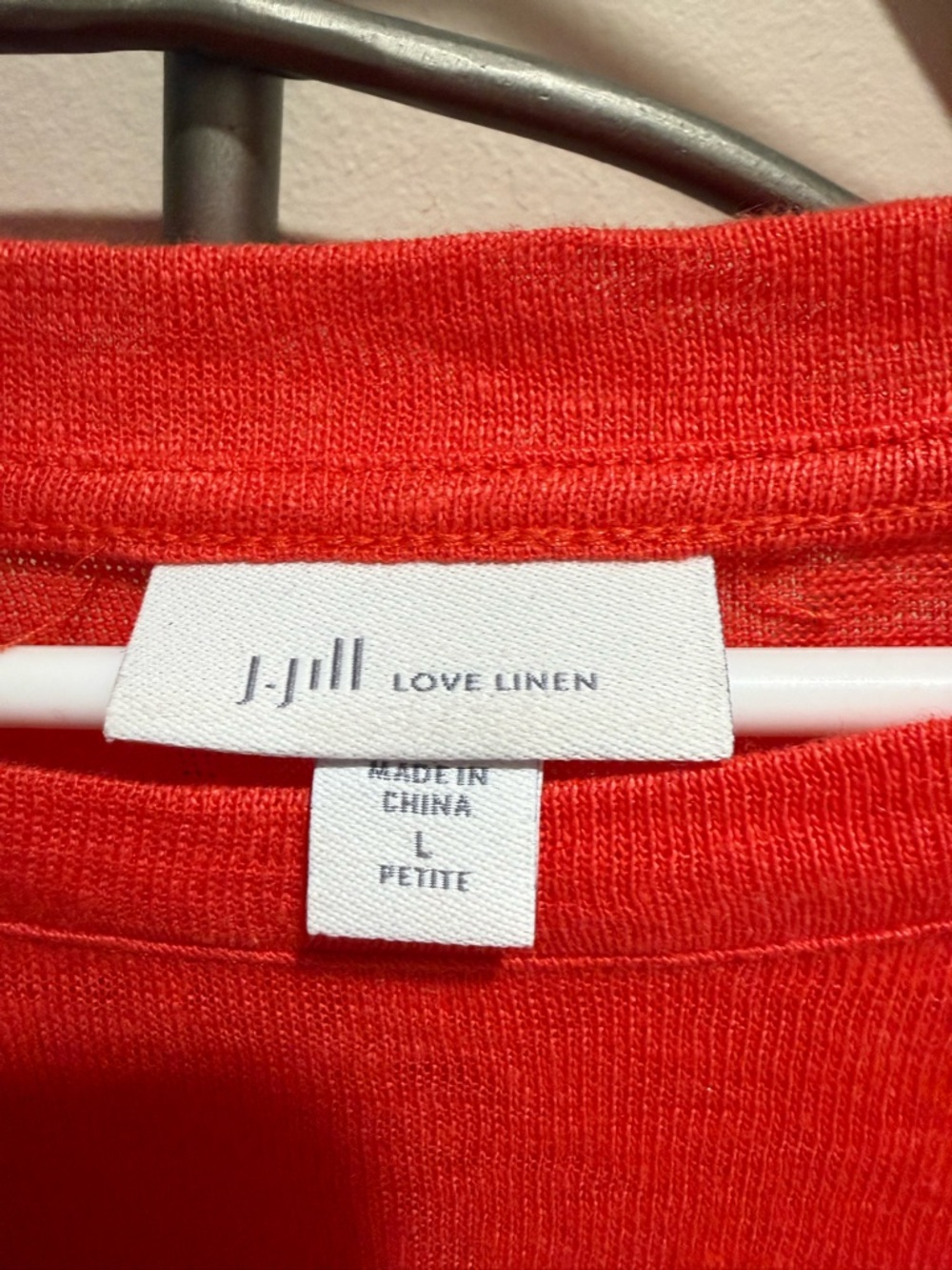 J. Jill Love Linen Women’s Red Tie-Hem Short Sleeve Top Size L Petite 100% Linen - Picture 2 of 4